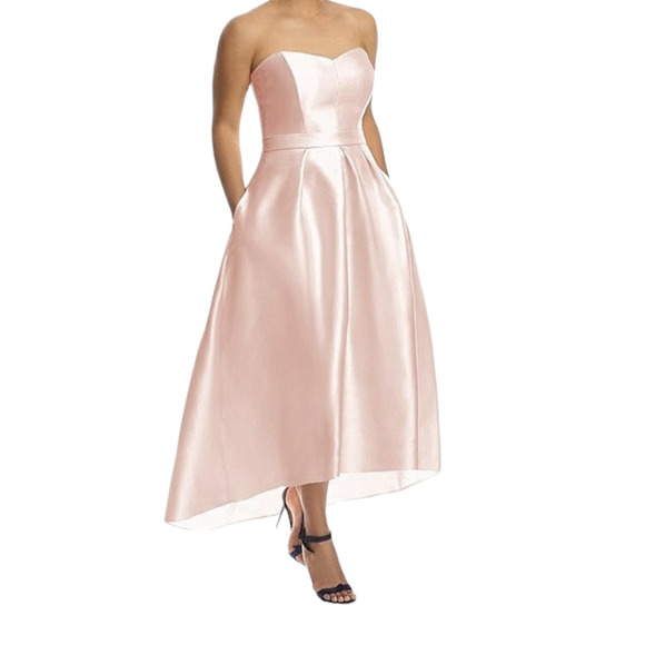 Alfred Sung dress D699 Strapless high low ballgown blush size 18 - Picture 1 of 7